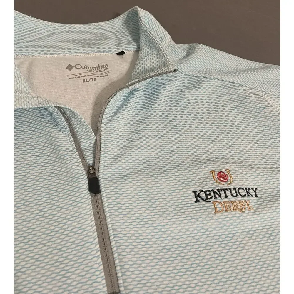 Columbia Men’s 1/4 Zip Pullover XL Light Blue Kentucky Derby Excellent